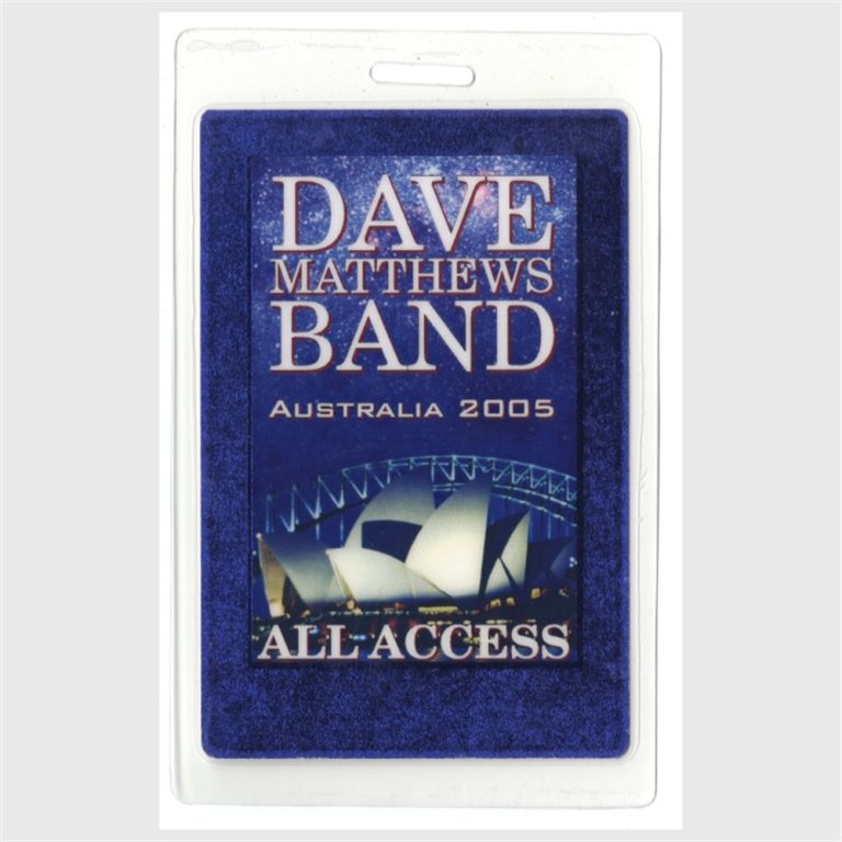 Dave Matthews 2005 Australia Concert Tour Laminated Backstage Pass