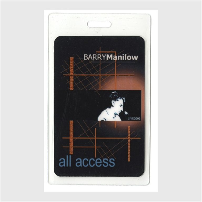 Barry Manilow 2002 Concert Tour All Access Foil Laminated Backstage Pass