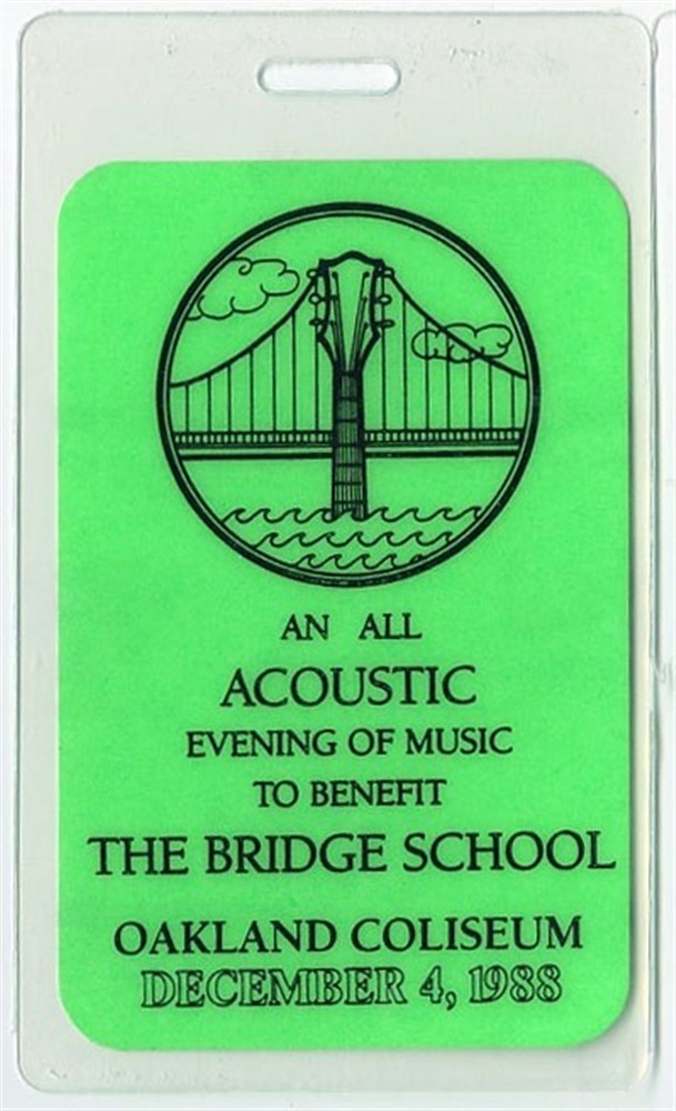 Tom Petty 1988 Bridge School Benefit show w/ Bob Dylan Laminated Backstage Pass