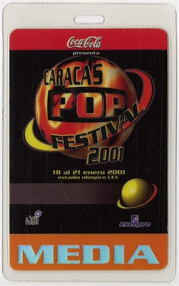 Oasis 2001 Caracas Pop Festival Sting, Mana Laminated Backstage Pass