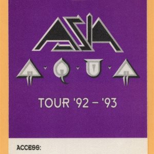 ASIA 1992 AQUA Concert Tour Backstage Pass