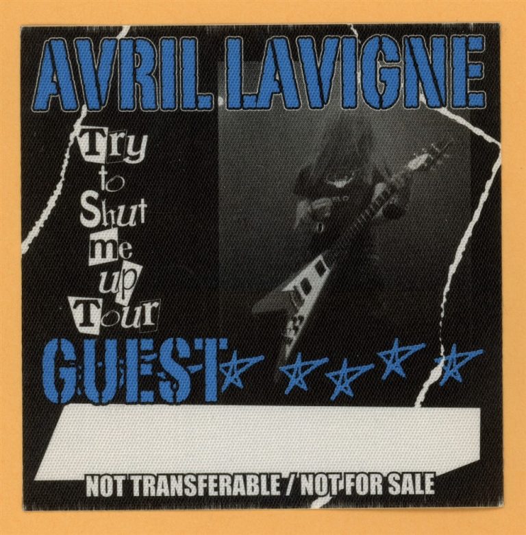 Avril Lavigne 2003 Try to Shut Me Up Concert Tour GUEST Backstage Pass