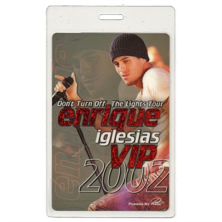 Enrique Iglesias 2002 Concert Tour Laminated Backstage Pass VIP