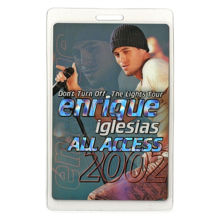 Enrique Iglesias 2002 Concert Tour Laminated Backstage Pass All Access