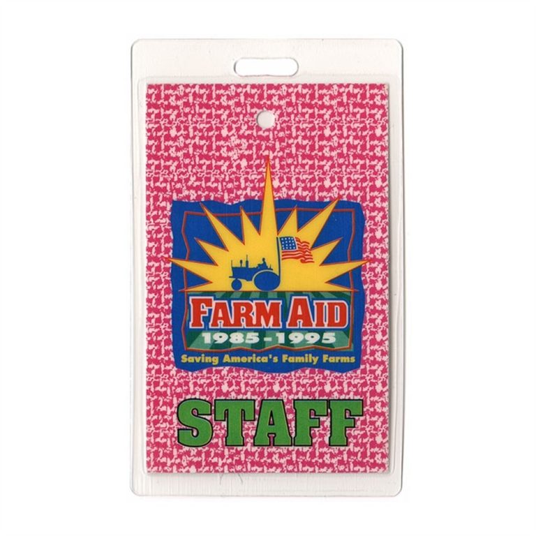 Farm Aid 1995 Concert Willie Nelson Neil Young Staff Laminated Backstage Pass