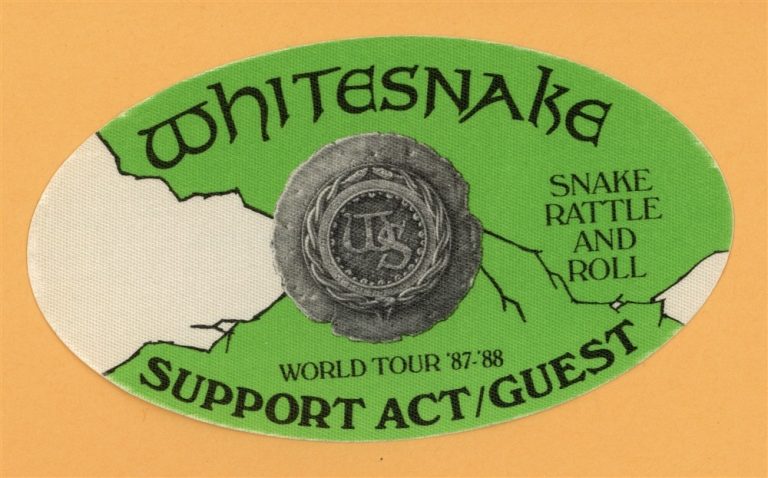 Whitesnake 1987 Snake, Rattle and Roll Concert Tour Support Guest Backstage Pass