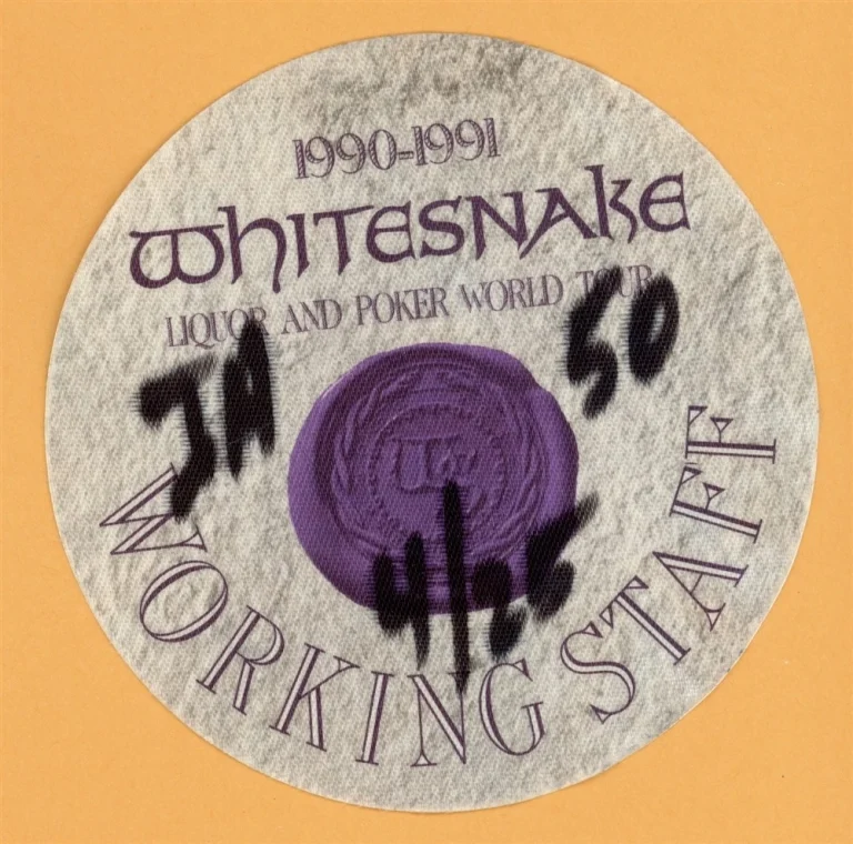Whitesnake 1990 Liquor and Poker Concert Tour Working Backstage Pass