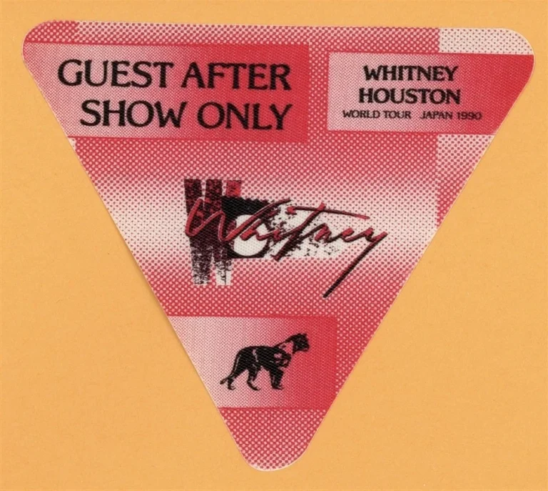 Whitney Houston 1990 I'm Your Baby Tonight Concert Tour Aftershow Backstage Pass