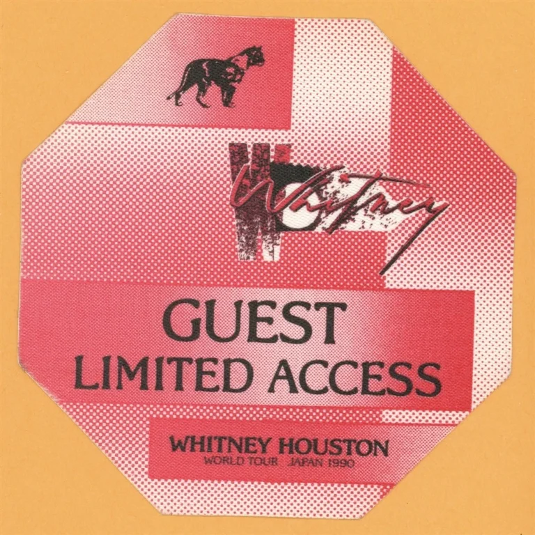 Whitney Houston 1990 I'm Your Baby Tonight Concert Tour Guest Backstage Pass
