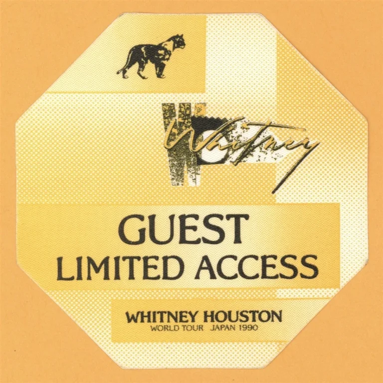 Whitney Houston 1990 I'm Your Baby Tonight Concert Tour Guest Backstage Pass