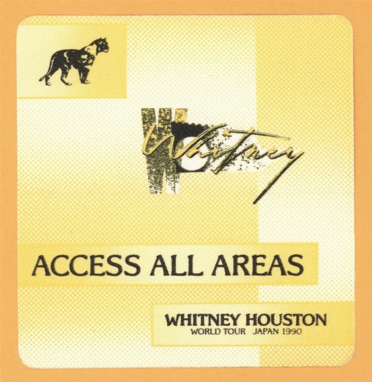 Whitney Houston 1990 I'm Your Baby Tonight Concert Tour AAA Backstage Pass