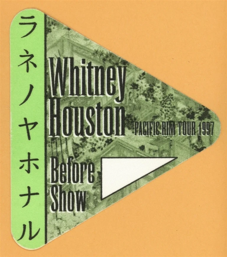 Whitney Houston 1997 Pacific Rim Concert Tour Before Show Backstage Pass