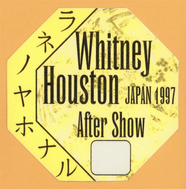 Whitney Houston 1997 Pacific Rim Concert Tour After Show Backstage Pass - Japan