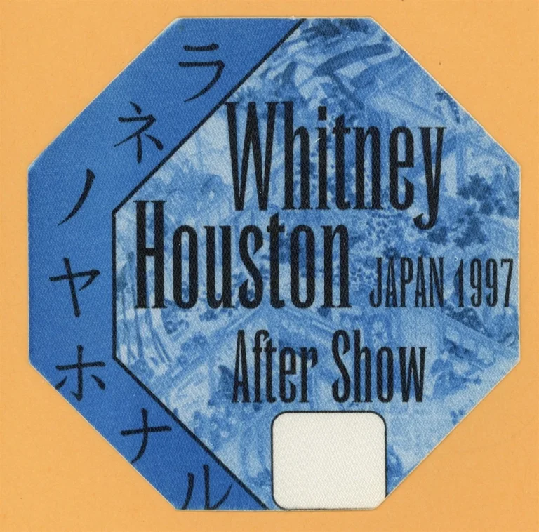 Whitney Houston 1997 Pacific Rim Concert Tour After Show Backstage Pass - Japan