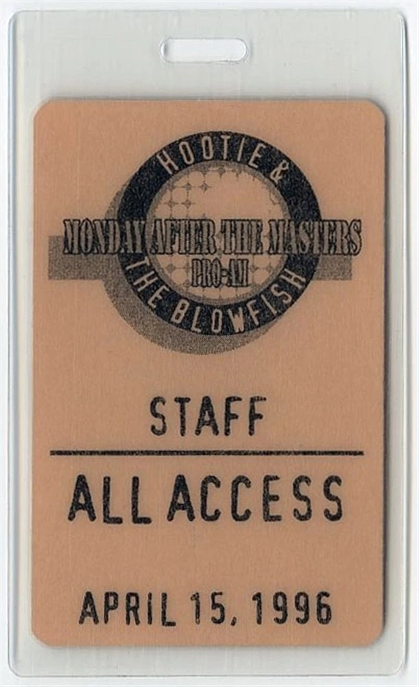 Hootie And The Blowfish 1996 Laminated Backstage Pass Monday After the Masters &