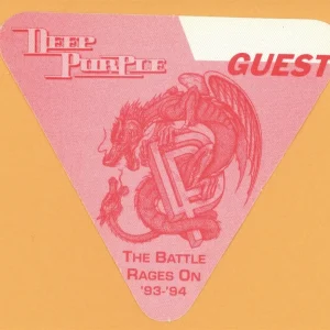 Deep Purple 1993 Battle Rages On Concert Tour GUEST Backstage Pass