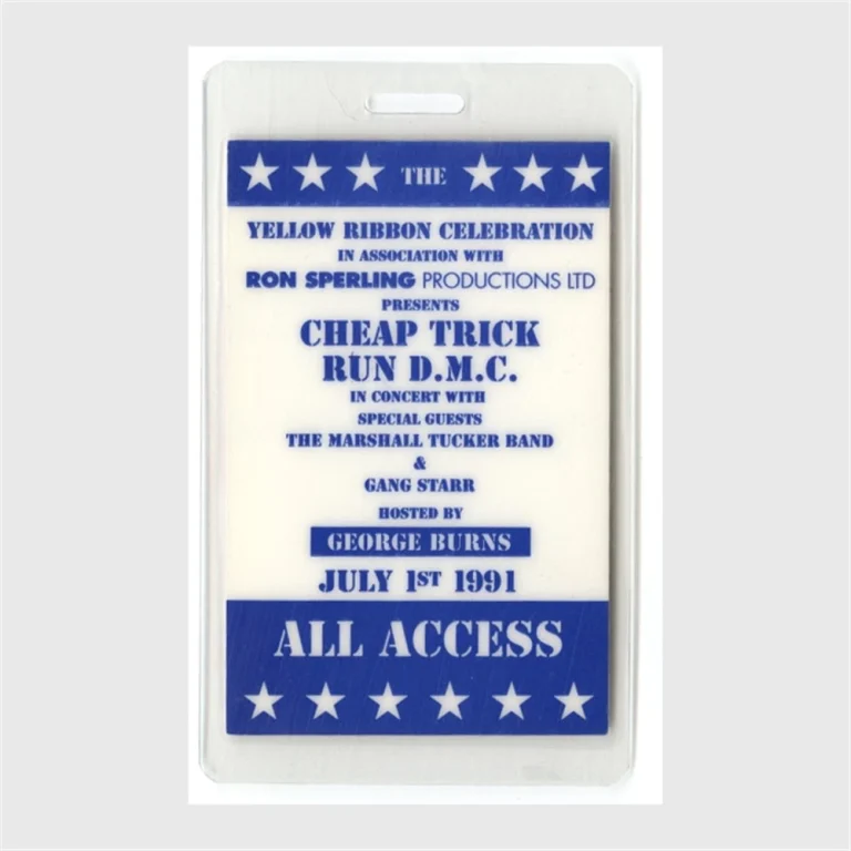 Cheap Trick 1991 Laminated Backstage Pass Run DMC Marshall Tucker AA