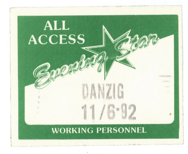 Danzig Working Original Backstage Pass - 1992 Tour