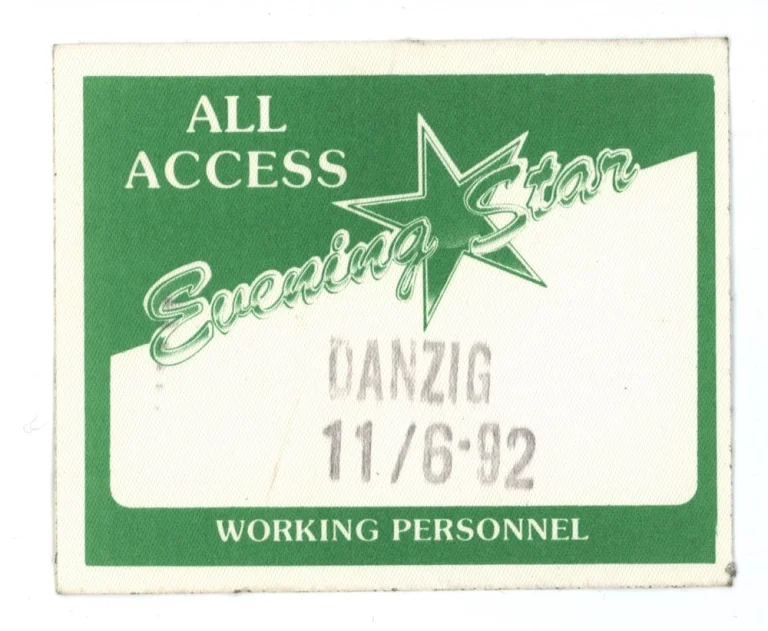 Danzig Working Original Backstage Pass - 1992 Tour