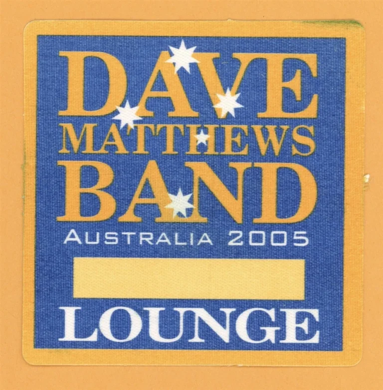 Dave Matthews Band 2005 Australia Concert Tour LOUNGE Backstage Pass