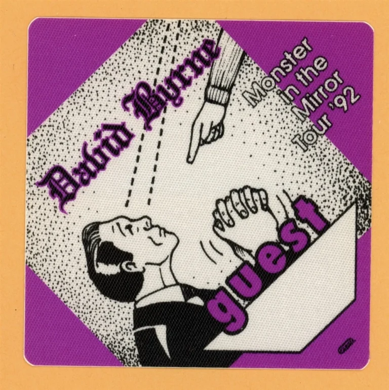 David Byrne 1992 Monster in the Mirror Concert Tour GUEST Backstage Pass