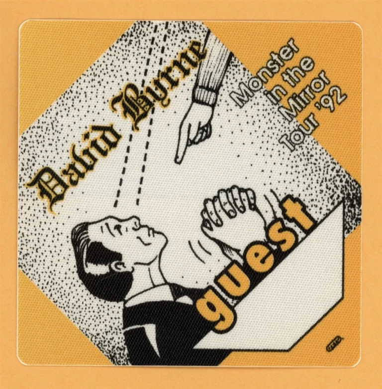 David Byrne 1992 Monster in the Mirror Concert Tour GUEST Backstage Pass