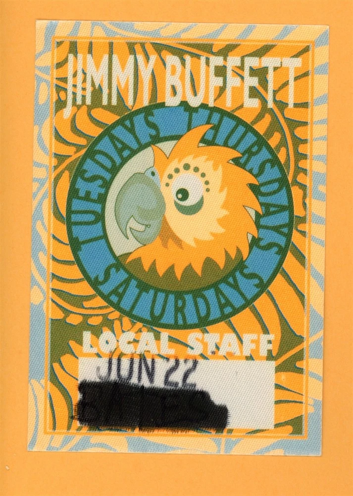 Jimmy Buffett 2000 Tuesdays, Thursdays Concert Tour Local Backstage Pass - USED
