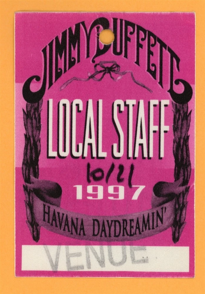 Jimmy Buffett 1997 Havana Daydreamin' Concert Tour Local Backstage Pass - USED