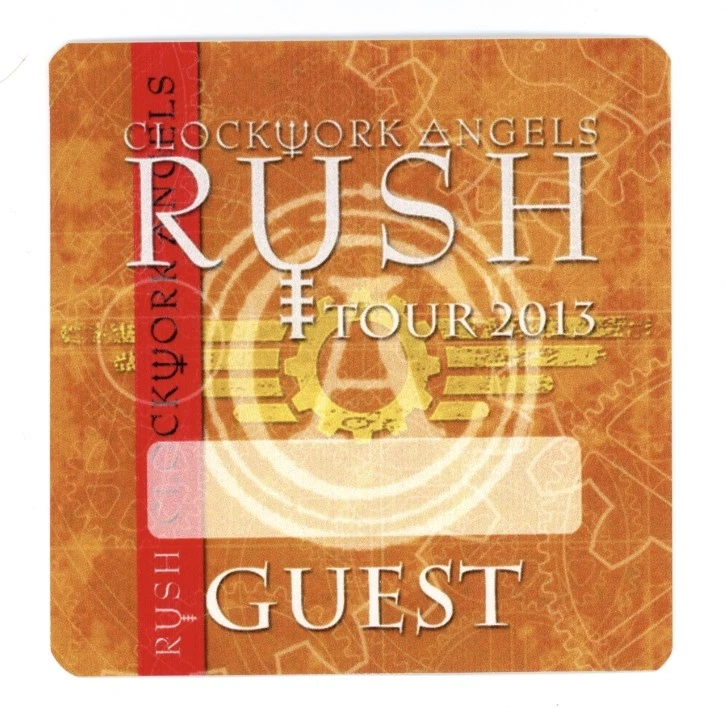 Rush 2013 Clockwork Angels Concert Tour Guest Backstage Pass