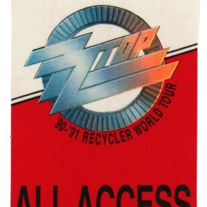 ZZ Top 1990 Recycler Concert Tour All Access Backstage Pass