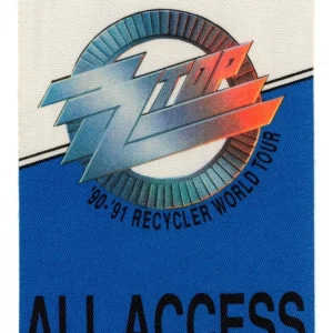 ZZ Top 1990 Recycler Concert Tour All Access Backstage Pass