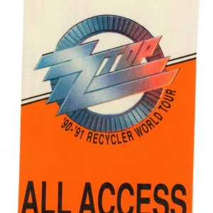 ZZ Top 1990 Recycler Concert Tour All Access Backstage Pass