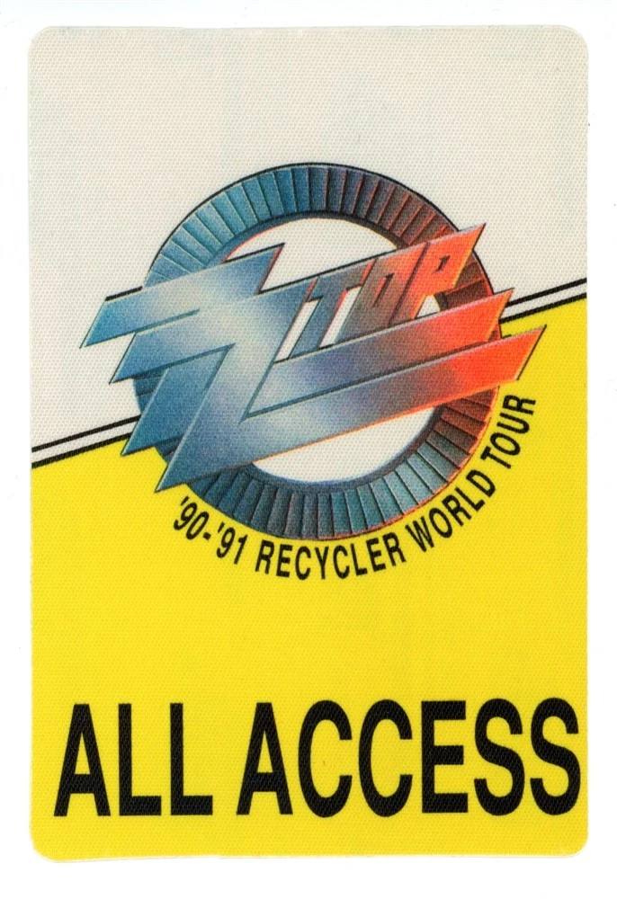 ZZ Top 1990 Recycler Concert Tour All Access Backstage Pass