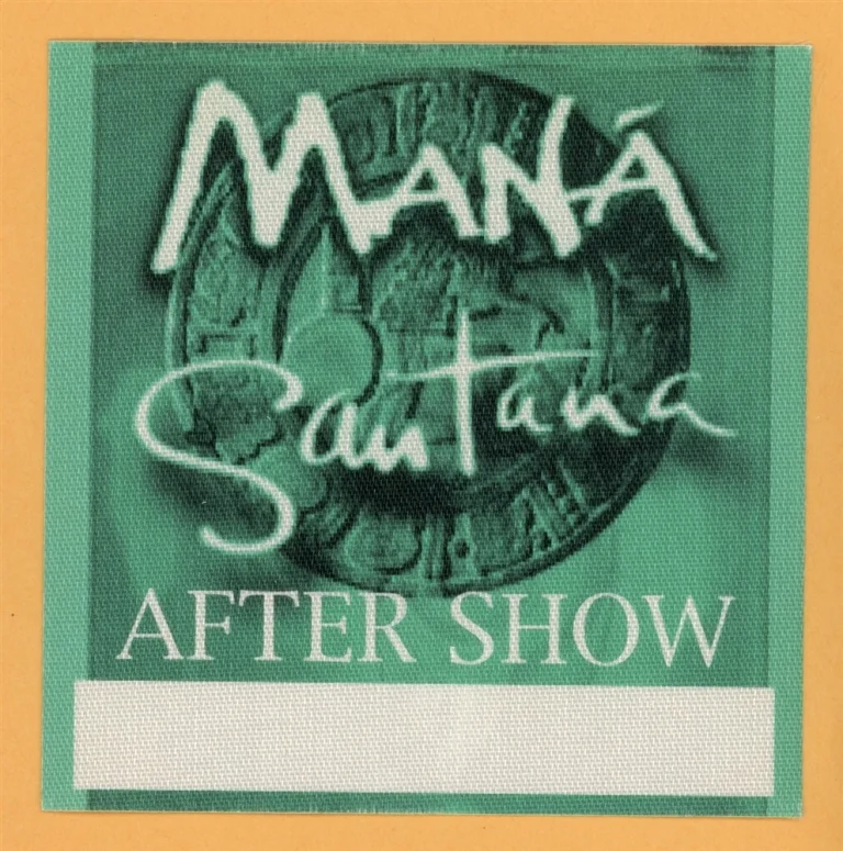 Mana 1999 Santana Supernatural Concert Tour After Show Backstage Pass