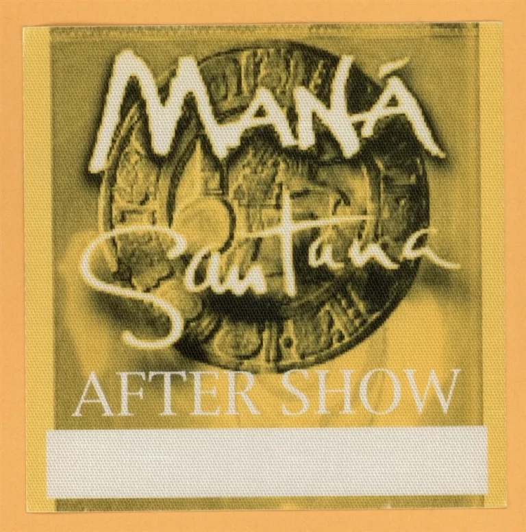 Mana 1999 Santana Supernatural Concert Tour After Show Backstage Pass