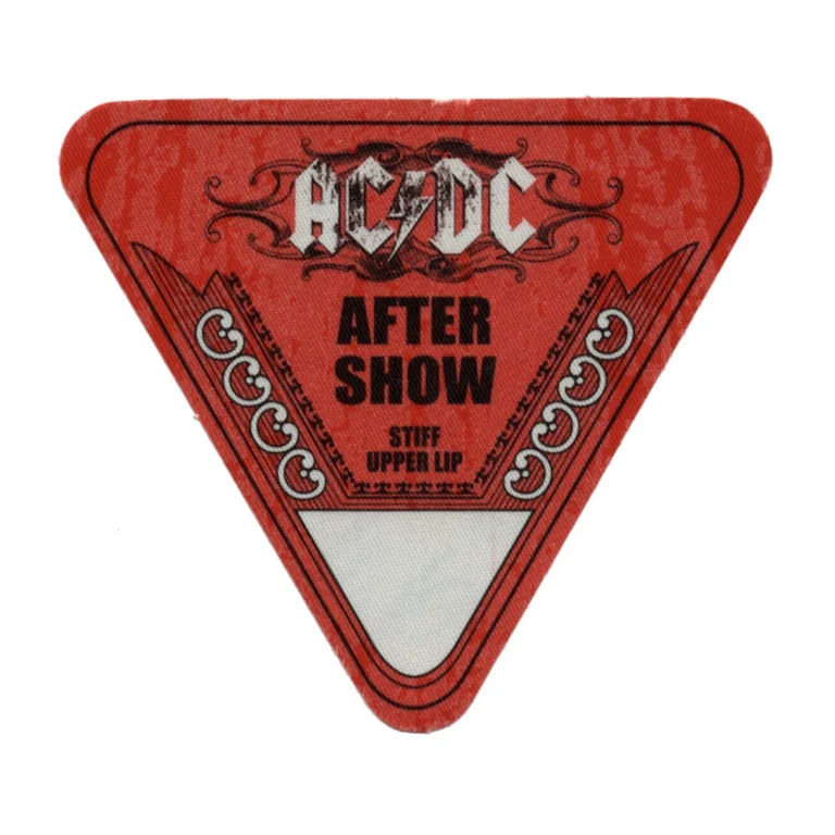 AC/DC 2000 Stiff Upper Lip Concert Tour After Show Backstage Pass