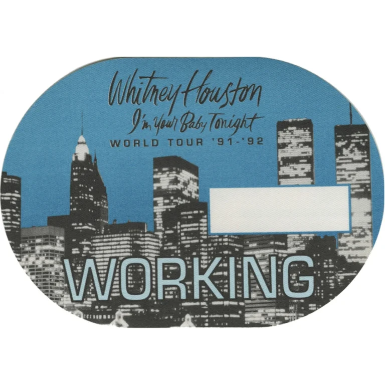 Whitney Houston 1991 I'm Your Baby Tonight Concert Tour Working Backstage Pass