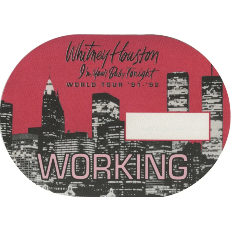 Whitney Houston 1991 I'm Your Baby Tonight Concert Tour Working Backstage Pass