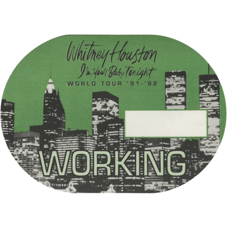 Whitney Houston 1991 I'm Your Baby Tonight Concert Tour Working Backstage Pass