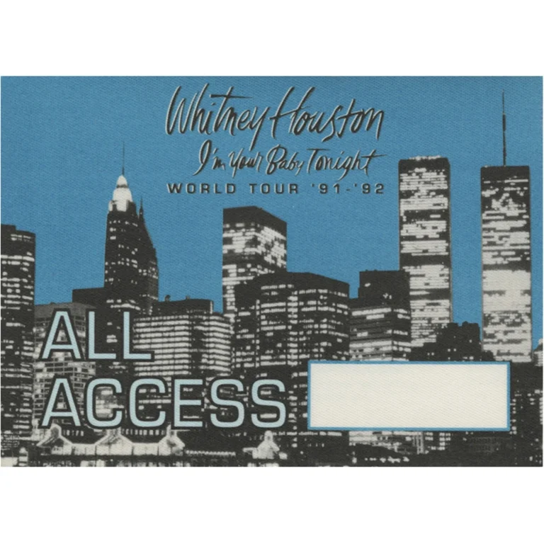 Whitney Houston 1991 I'm Your Baby Tonight Concert Tour AA Backstage Pass