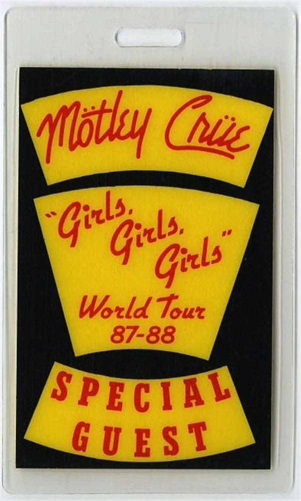 Motley Crue 1987 Girls Girls Girls Tour Guest Laminated Backstage Pass