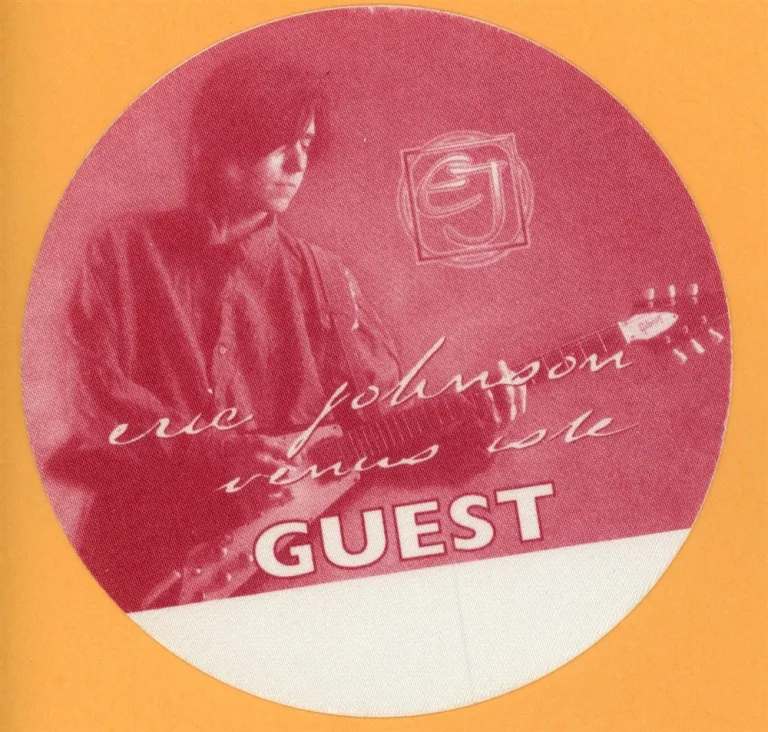 Eric Johnson GUEST Cloth Backstage Pass - 1996 Venus Isle Tour