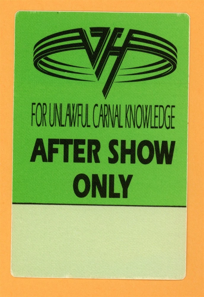 Van Halen 1991 For Unlawful Carnal Knowledge Tour After Show Backstage Pass