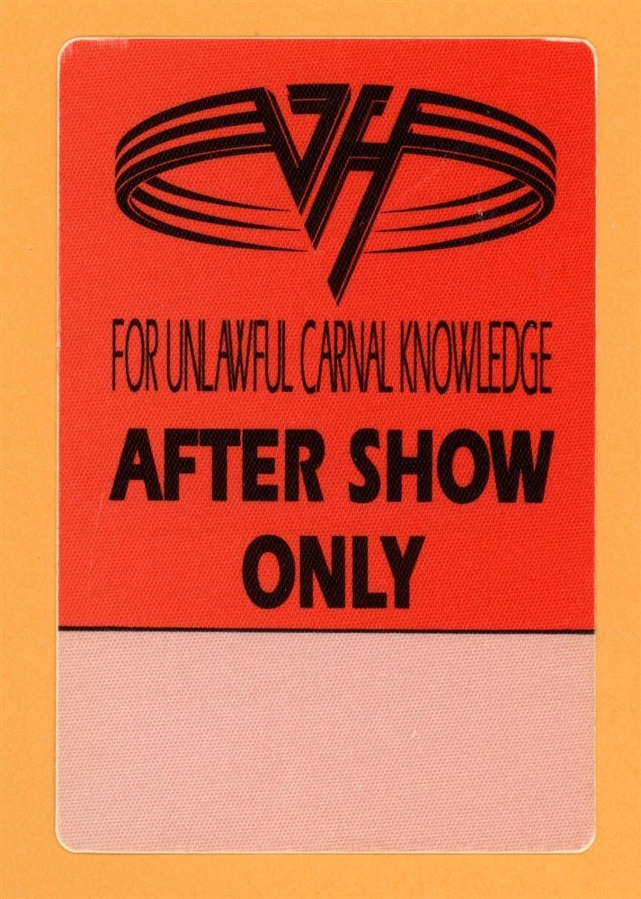 Van Halen 1991 For Unlawful Carnal Knowledge Tour After Show Backstage Pass