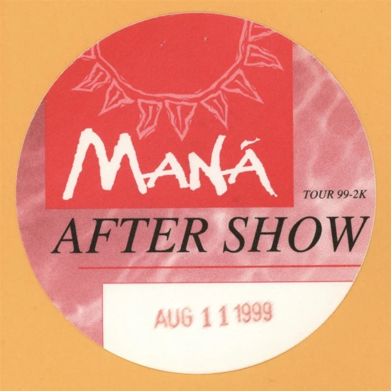 Mana 1999 Unplugged Concert Tour Aftershow Backstage Pass