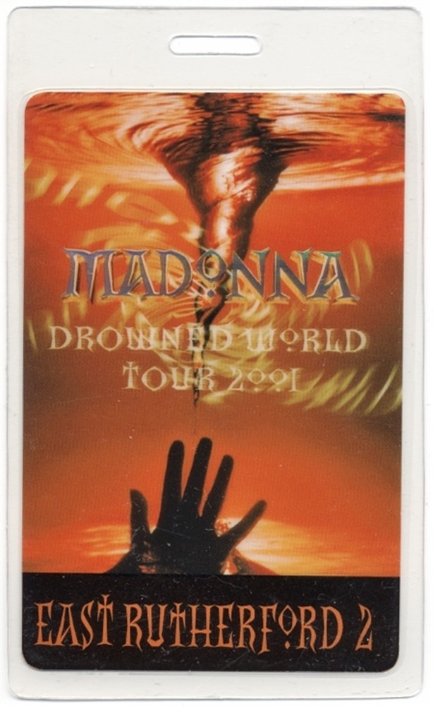 Madonna 2001 Drowned Concert Tour East Rutherford 2 Laminated Backstage Pass