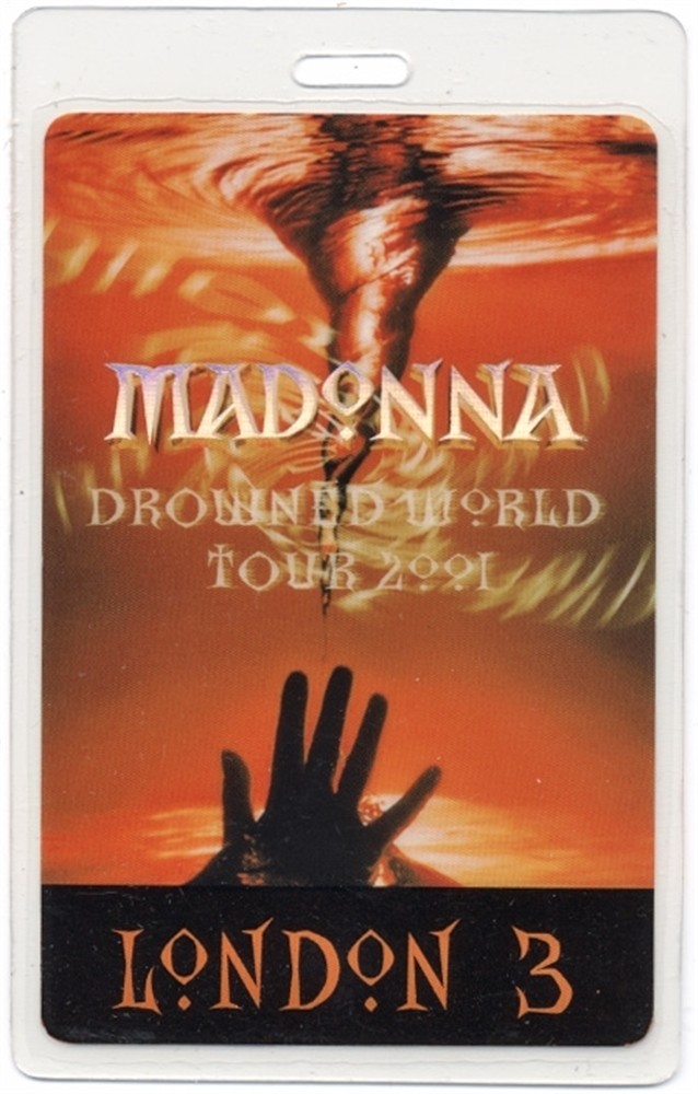 Madonna 2001 Drowned Concert Tour London 3 Laminated Backstage Pass