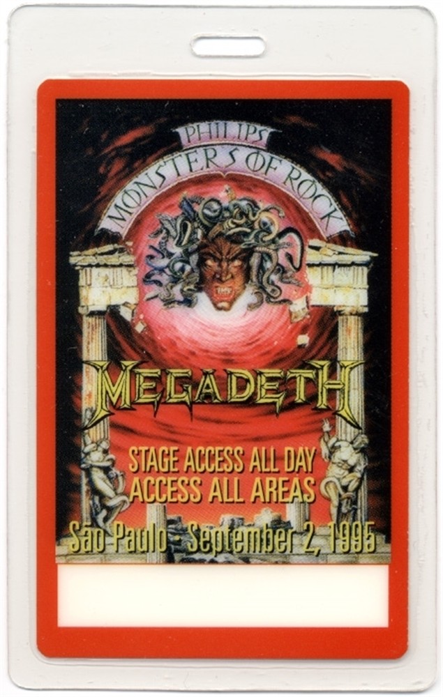 Megadeth 1995 Concert Laminated Backstage Pass Monsters of Rock Tour