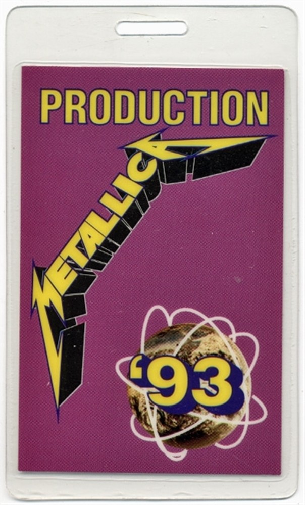 Metallica 1993 Nowhere Else to Roam Concert Tour Laminated Backstage Pass