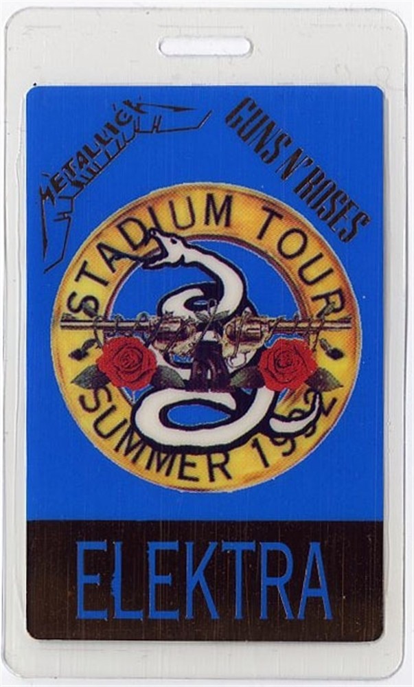 Guns N Roses 1992 Use Your Illusion Tour w/Metallica Laminated Backstage Pass